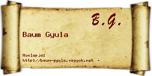 Baum Gyula névjegykártya